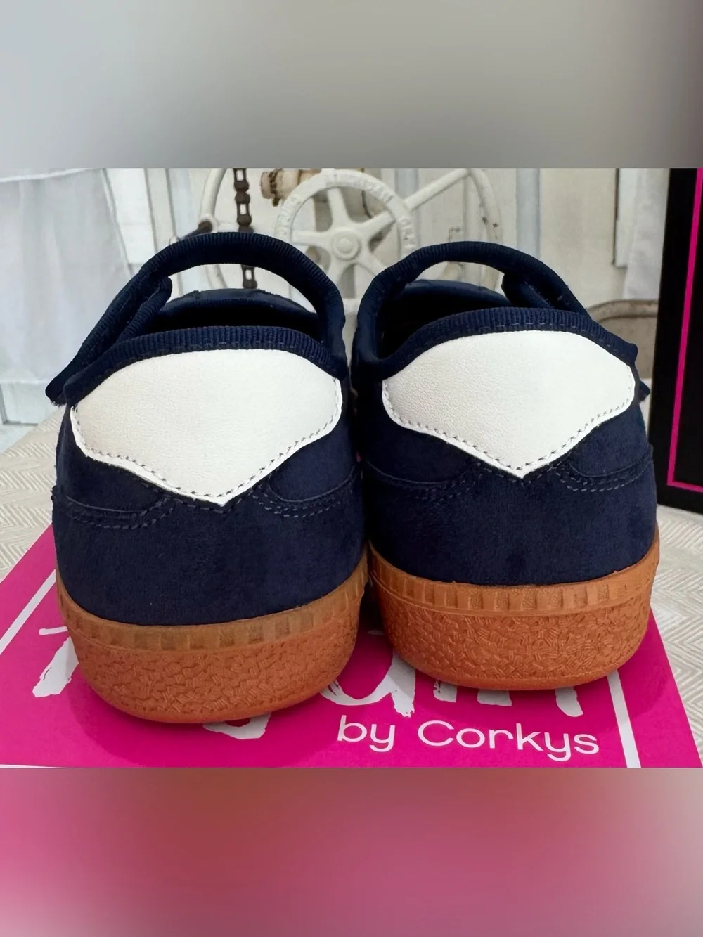 Kids Navy Mary Jane Shoes with Velvet Strap